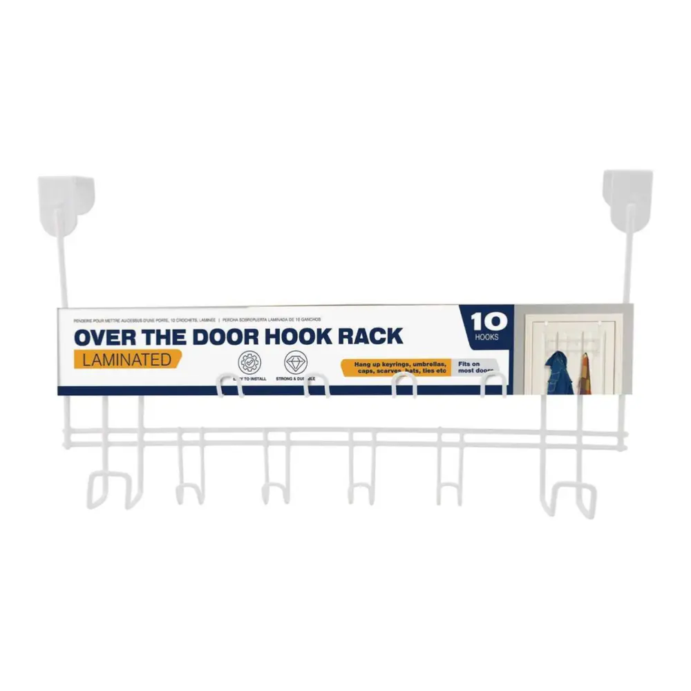 Giá Treo Quần Áo Kẹp Cửa 10 Móc, Over The Door Laminated Hook Rack with 10 Hooks - UNCLE BILLS
